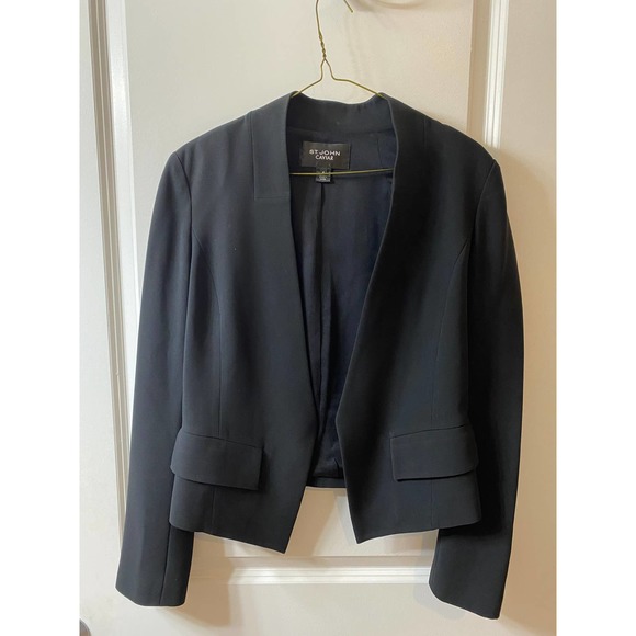 St. John Caviar Women's Small (4) Black Skirt Suit Silk - Picture 5 of 8